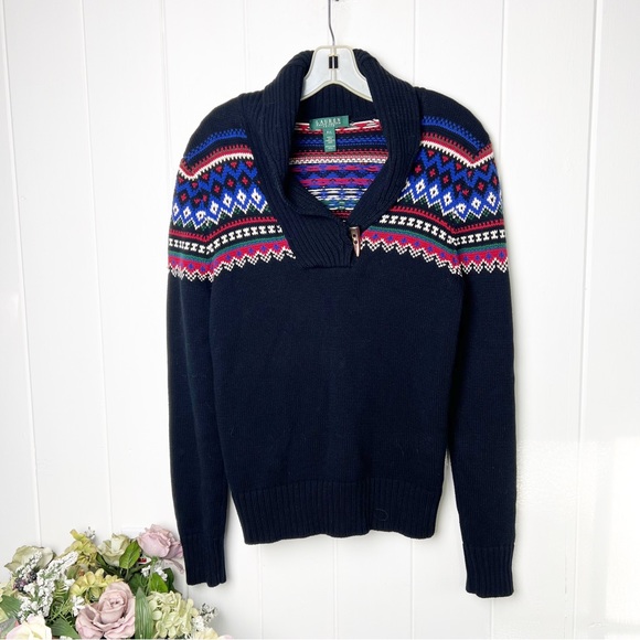 Ralph Lauren Sweaters - - Ralph Lauren Fair Isle Collared Sweater Petite large